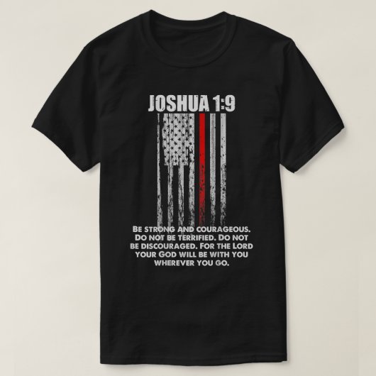 Thin Red Line Firefighter Bible Verse Christian T-shirt (Design voorkant)