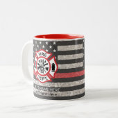Thin Red Line, Firefighter Coffee Mok, Fireman Tweekleurige Koffiemok (Voorkant links)