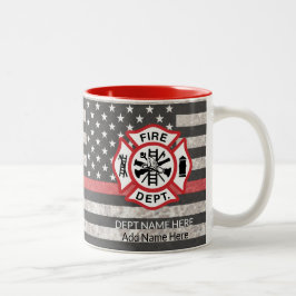 Thin Red Line, Firefighter Coffee Mok, Fireman Tweekleurige Koffiemok
