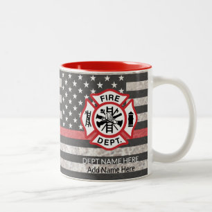 Thin Red Line, Firefighter Coffee Mok, Fireman Tweekleurige Koffiemok