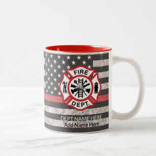 Thin Red Line, Firefighter Coffee Mok, Fireman Tweekleurige Koffiemok