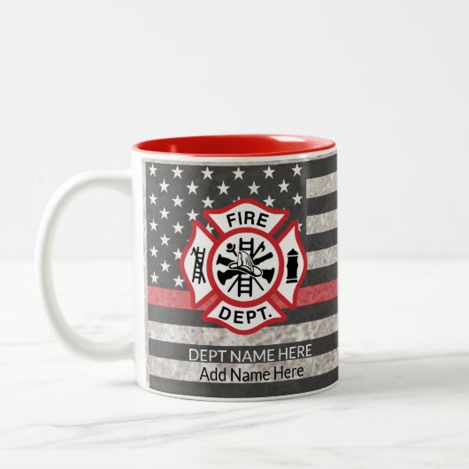 Thin Red Line, Firefighter Coffee Mok, Fireman Tweekleurige Koffiemok (Links)