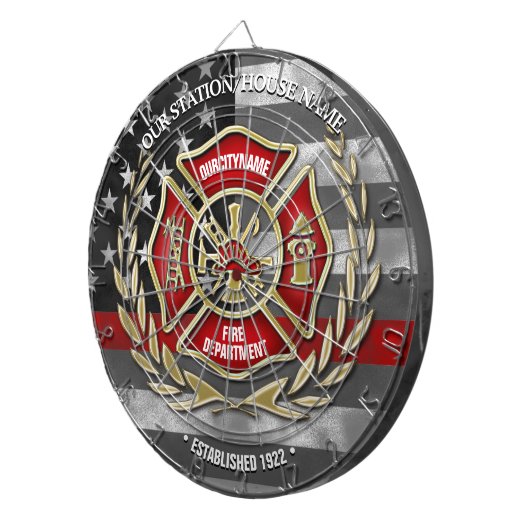 Thin Red Line Firefighter Family Dartbord (Voorkant Rechts)