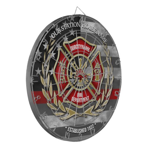 Thin Red Line Firefighter Family Dartbord (Voorkant Links)