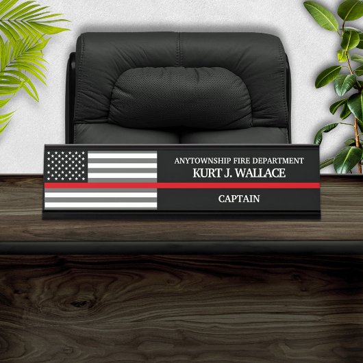 Thin Red Line Firefighter Flag Desk Name Bord Bureau Naambordje