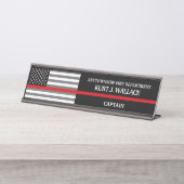 Thin Red Line Firefighter Flag Desk Name Bord Bureau Naambordje (Voorkant)