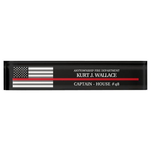 Thin Red Line Firefighter Flag Desk Name Bord Naambordje (Voorkant)