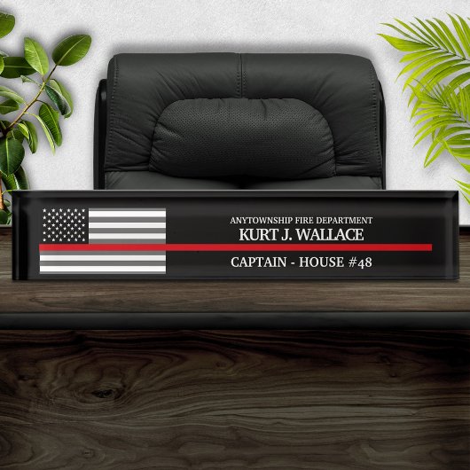 Thin Red Line Firefighter Flag Desk Name Bord Naambordje