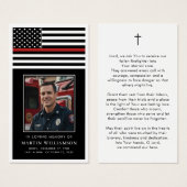 Thin Red Line Firefighter Funeral Prayer Card Visitekaartje (Voorkant /achterkant)