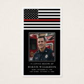 Thin Red Line Firefighter Funeral Prayer Card Visitekaartje (Voorkant)