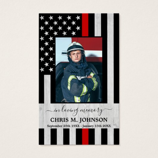 Thin Red Line Firefighter Memorial Prayer Kaart (Voorkant)