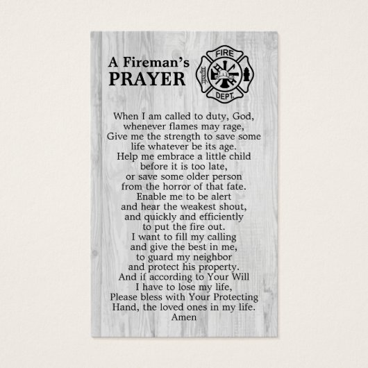 Thin Red Line Firefighter Memorial Prayer Kaart (Achterkant)