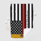 Thin Red Line & Firefighter, Monogramed USA vlag Golfhanddoek (Insitu)