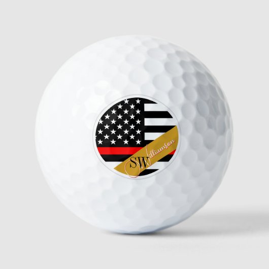 Thin Red Line & Firefighter Monogrammed / Golden Golfballen (Voorkant)
