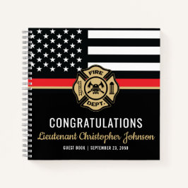 Thin Red Line Firefighter Retirement Guest Book Notitieboek