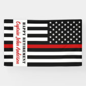 Thin Red Line Firefighter Retirement Party Spandoek (Horizontaal)