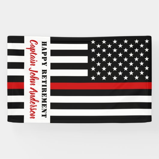 Thin Red Line Firefighter Retirement Party Spandoek (Horizontaal)