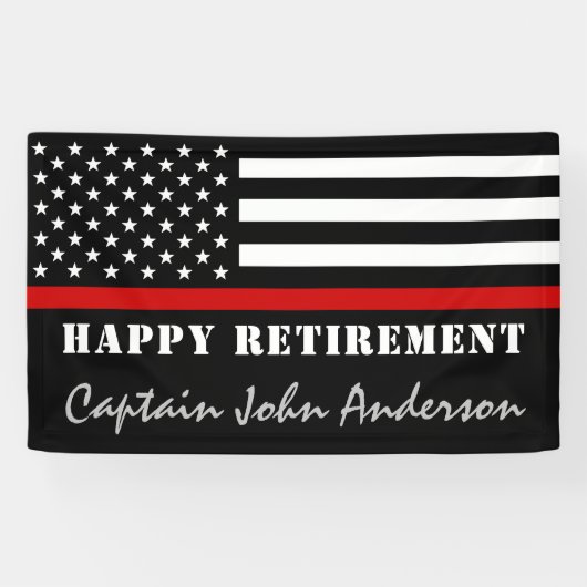 Thin Red Line Firefighter Retirement Party Spandoek (Horizontaal)