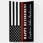 Thin Red Line Firefighter Retirement Party Spandoek (Verticaal)
