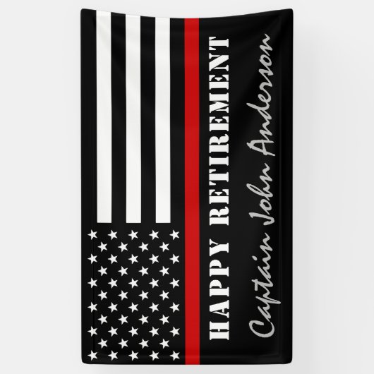 Thin Red Line Firefighter Retirement Party Spandoek (Verticaal)