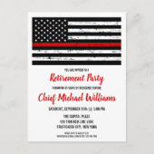 Thin Red Line Firefighter Retirement Party Uitnodiging Briefkaart (Voorkant)