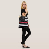 Thin Red Line Firefighter Vlag Aangepaste naam Tote Bag (Op model)