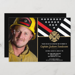 Thin Red Line Fireman Foto Firefighter Retirement Kaart