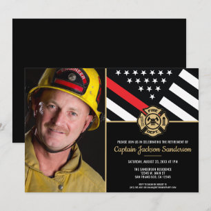 Thin Red Line Fireman Foto Firefighter Retirement Kaart