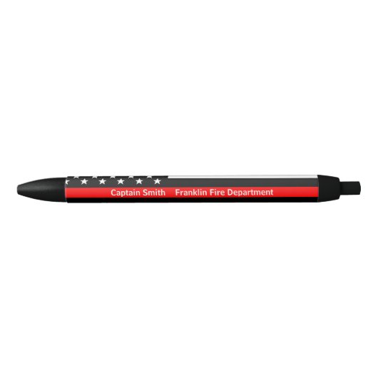 Thin Red Line Flag Firefighter, op maat Zwarte Inkt Pen (Voorkant)