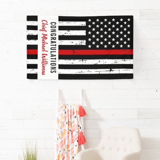Thin Red Line Flag Fireman Firefighter Retirement Spandoek (Insitu)