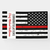 Thin Red Line Flag Fireman Firefighter Retirement Spandoek (Horizontaal)