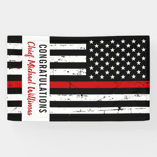 Thin Red Line Flag Fireman Firefighter Retirement Spandoek (Horizontaal)