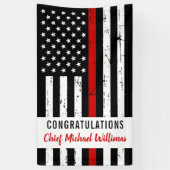Thin Red Line Flag Fireman Firefighter Retirement Spandoek (Verticaal)