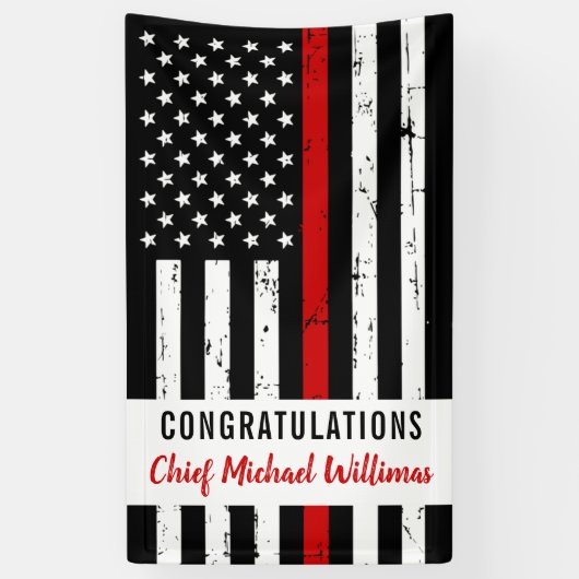 Thin Red Line Flag Fireman Firefighter Retirement Spandoek (Verticaal)