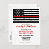 Thin Red Line Flag Fireman Firefighter Retirement Uitnodiging Briefkaart (Voorkant / Achterkant)