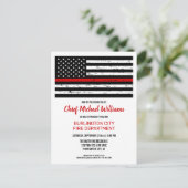 Thin Red Line Flag Fireman Firefighter Retirement Uitnodiging Briefkaart (Staand voorkant)