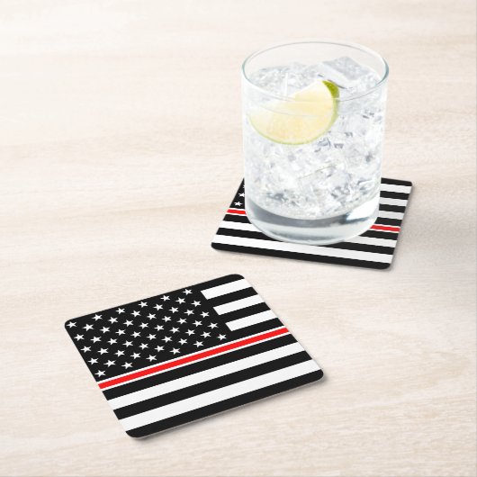 Thin Red Line Flag: Hero van de brandweer Kartonnen Onderzetters (Insitu)