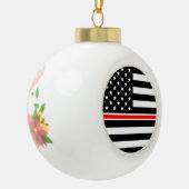 Thin Red Line Flag: Hero van de brandweer Keramische Bal Ornament (Links)