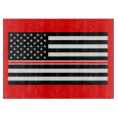 Thin Red Line Flag: Hero van de brandweer Snijplank (Voorkant)