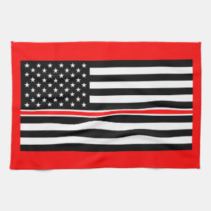 Thin Red Line Flag: Hero van de brandweer Theedoek