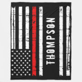 Thin Red Line Flag Persoonlijke brandweerman Fleece Deken (Voorkant)