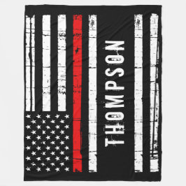 Thin Red Line Flag Persoonlijke brandweerman Fleece Deken