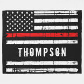 Thin Red Line Flag Persoonlijke brandweerman Fleece Deken (Voorkant (Horizontaal))