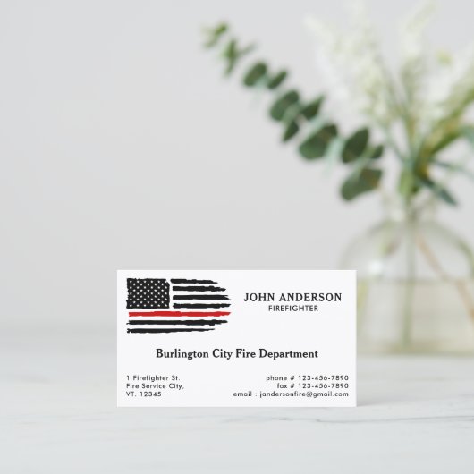 Thin Red Line Flag Persoonlijke brandweerman Visitekaartje (Staand voorkant)