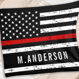 Thin Red Line Flag Persoonlijke naam Firefighter Fleece Deken