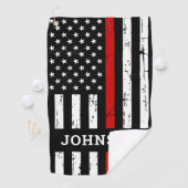 Thin Red Line Flag Persoonlijke naam Firefighter Golfhanddoek (Insitu)