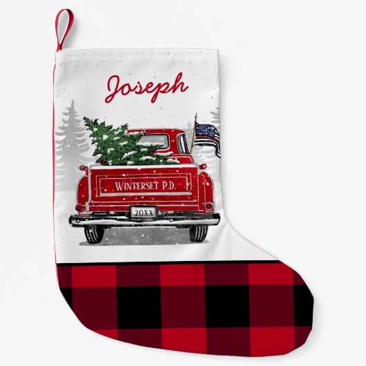 Thin Red Line Flag  Truck Buffalo Pset Kleine Kerstsok (Voorkant)