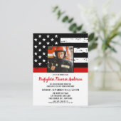 Thin Red Line Foto Firefighter Retirement Party Uitnodiging Briefkaart (Staand voorkant)
