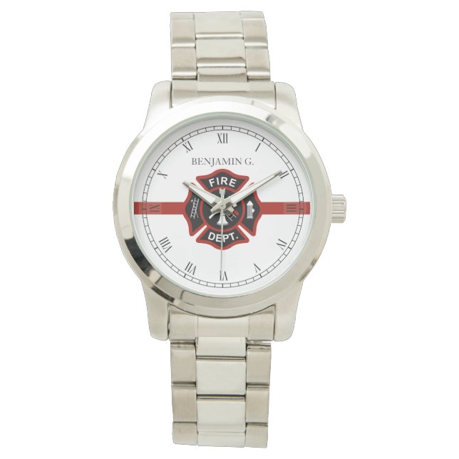 Thin Red Line Gepersonaliseerd brandbeveiliging di Horloge (Voorkant)
