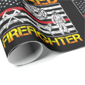 Thin Red Line Ging Firefighter Retirement Cadeaupapier (Rol Hoek)